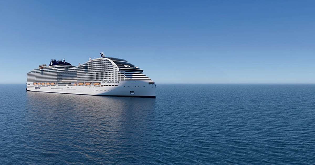 MSC World Asia, novo navio da MSC Cruzeiros que navegará no Caribe Sul na temporada 2027/2028.