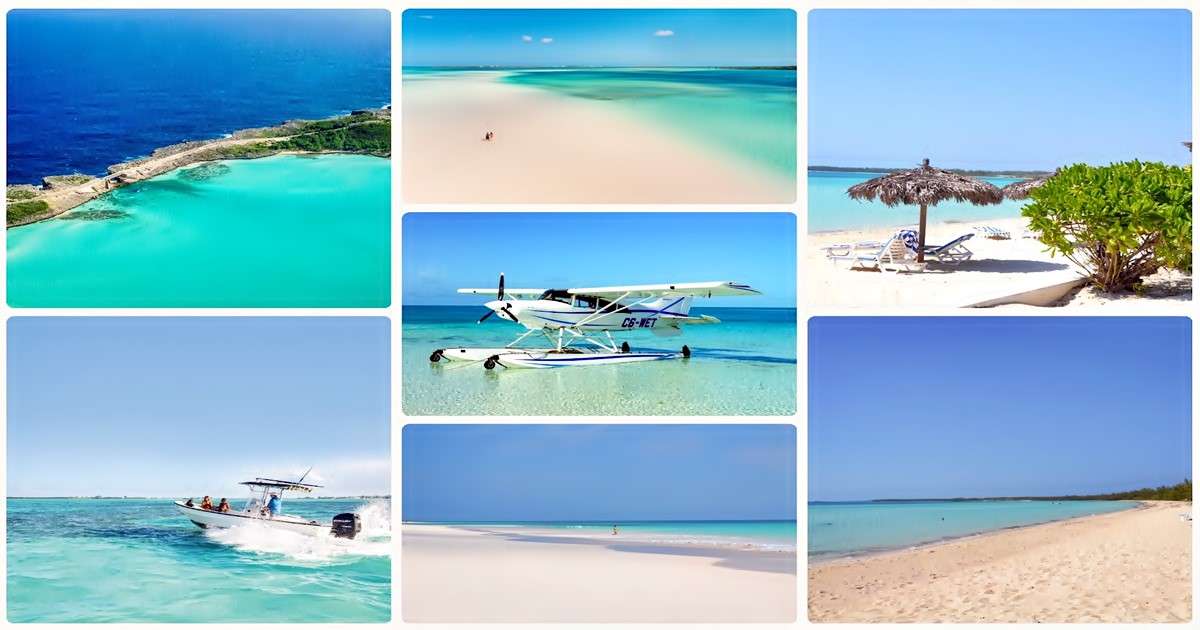 Praia de areia rosada e águas cristalinas em Harbour Island, nas Bahamas.